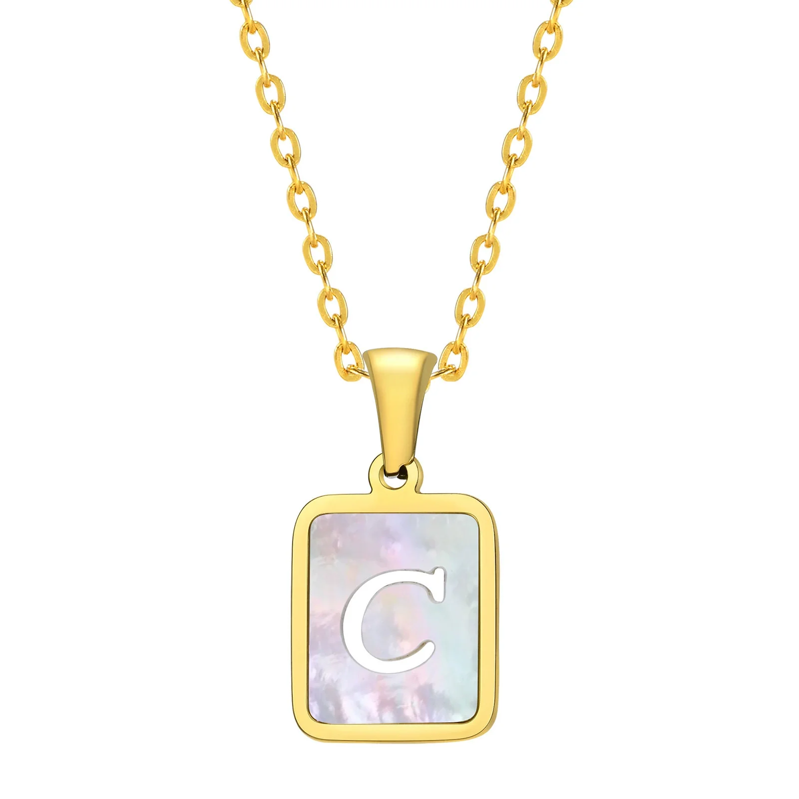 Jewelry Stainless Steel Square Pendant Necklace Minimalist Style Electroplating - Image 8