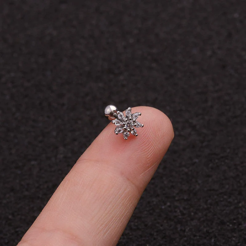 Jewelry Stainless Steel Thin Rod Screw Earrings Zircon Cartilage Earrings With Animals Zodiac Pattern Inlaid Zircon For Women - Image 3