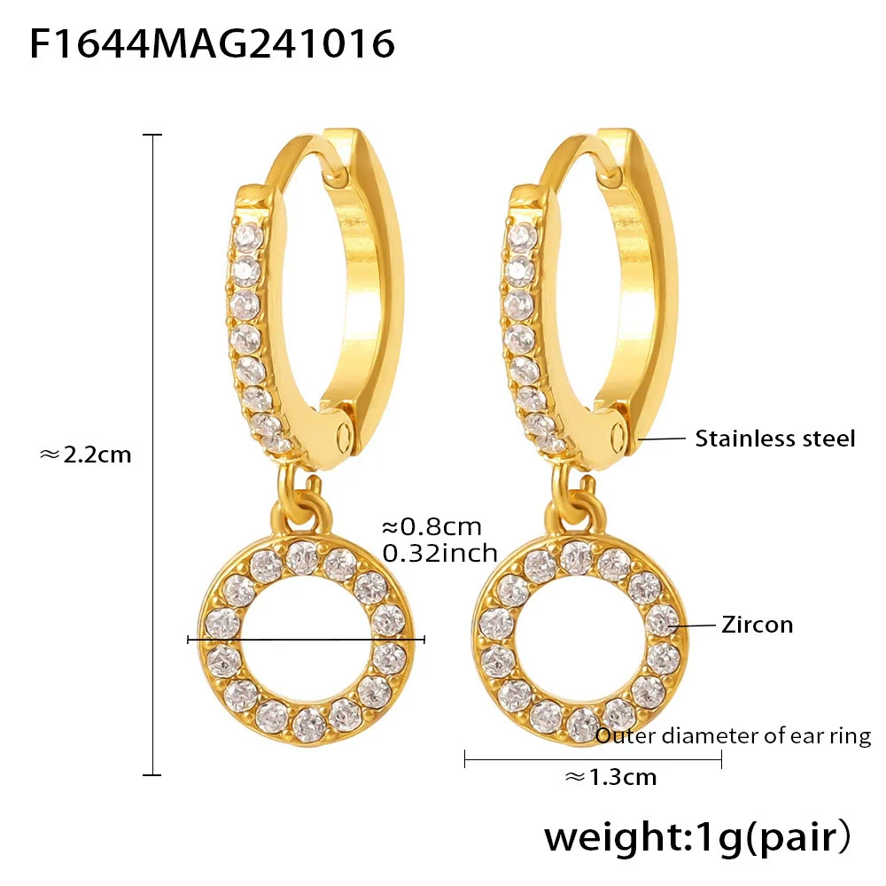 Jewelry Stainless Steel Zircon Geometric Elements Handmade Pvd Electroplated Niche Trendy Earrings - Image 10