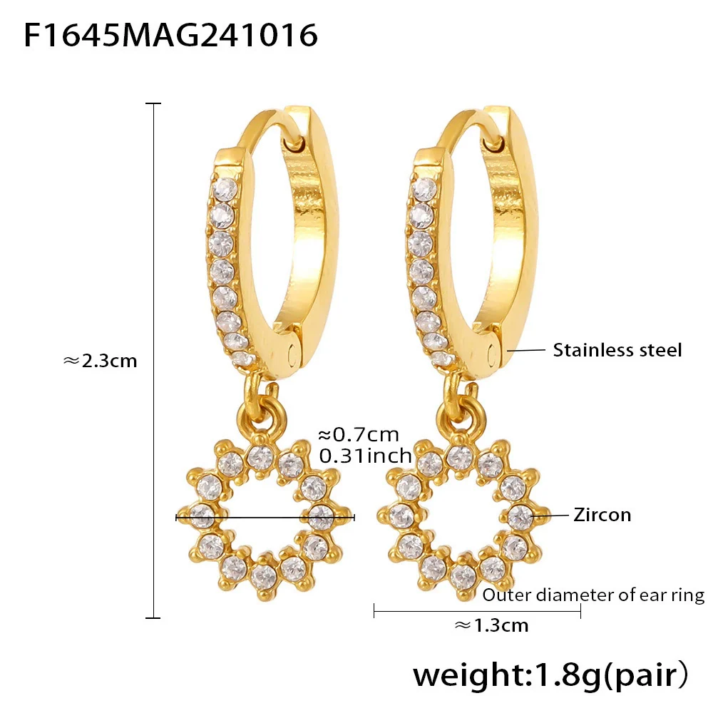 Jewelry Stainless Steel Zircon Geometric Elements Handmade Pvd Electroplated Niche Trendy Earrings - Image 11