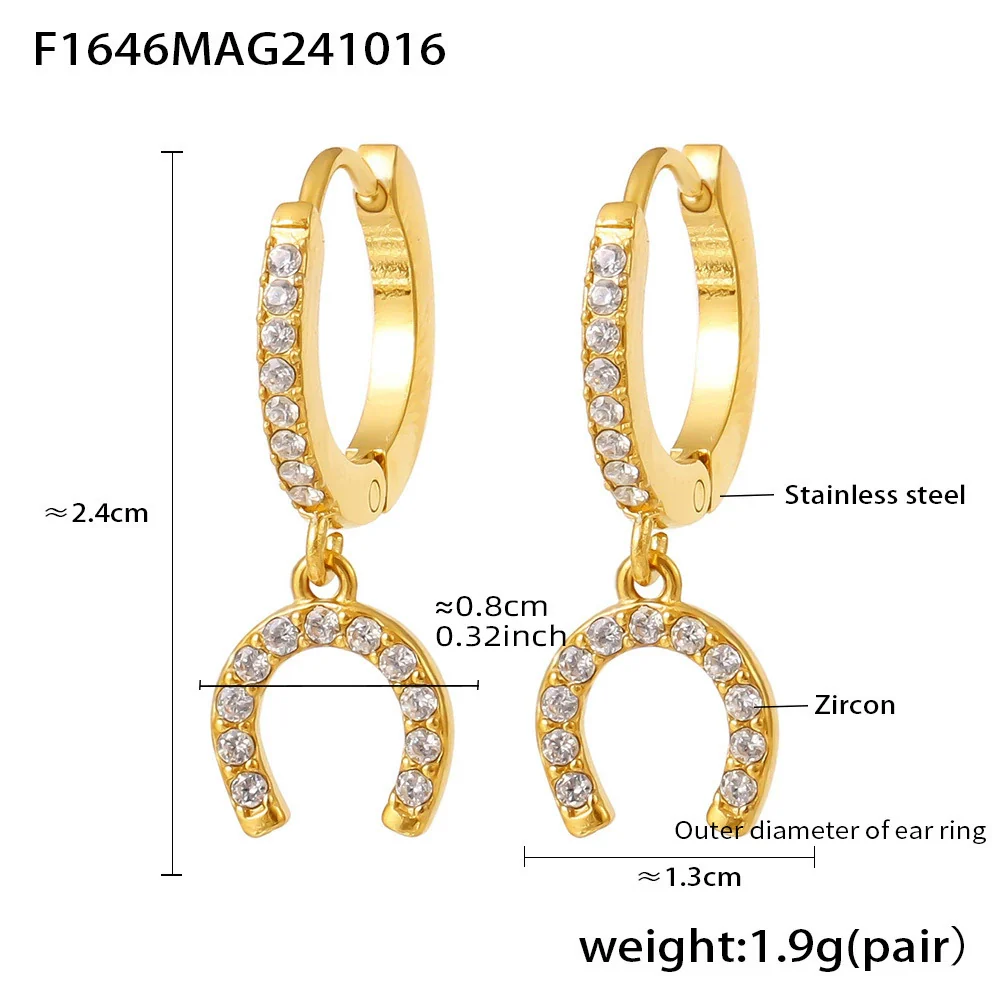 Jewelry Stainless Steel Zircon Geometric Elements Handmade Pvd Electroplated Niche Trendy Earrings - Image 12