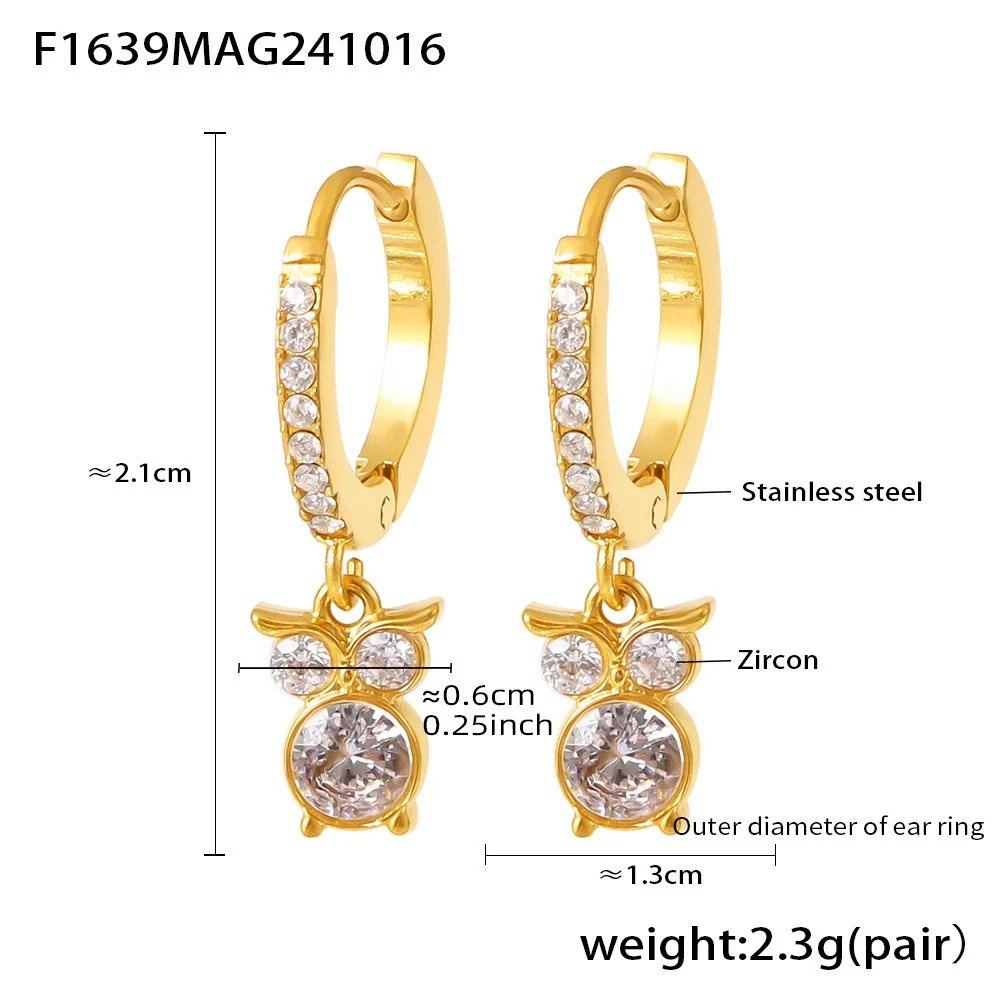 Jewelry Stainless Steel Zircon Geometric Elements Handmade Pvd Electroplated Niche Trendy Earrings - Image 5