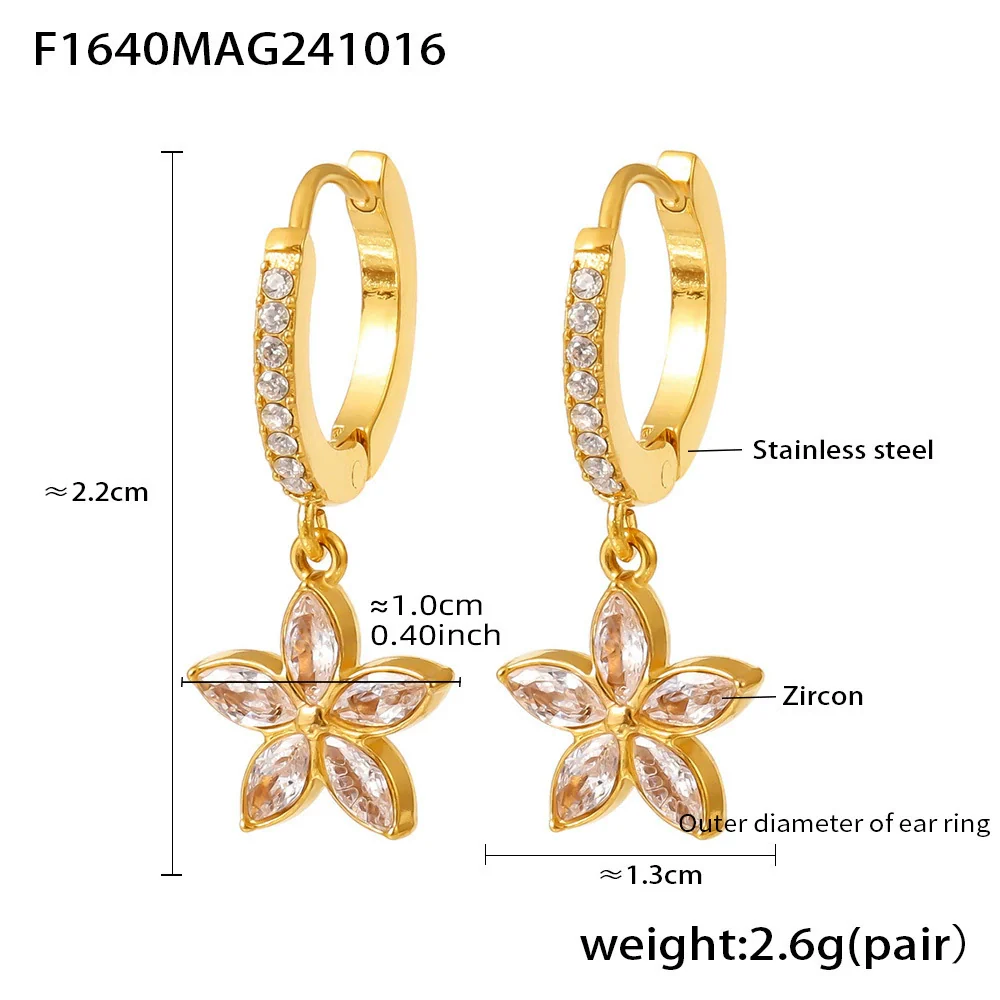 Jewelry Stainless Steel Zircon Geometric Elements Handmade Pvd Electroplated Niche Trendy Earrings - Image 6