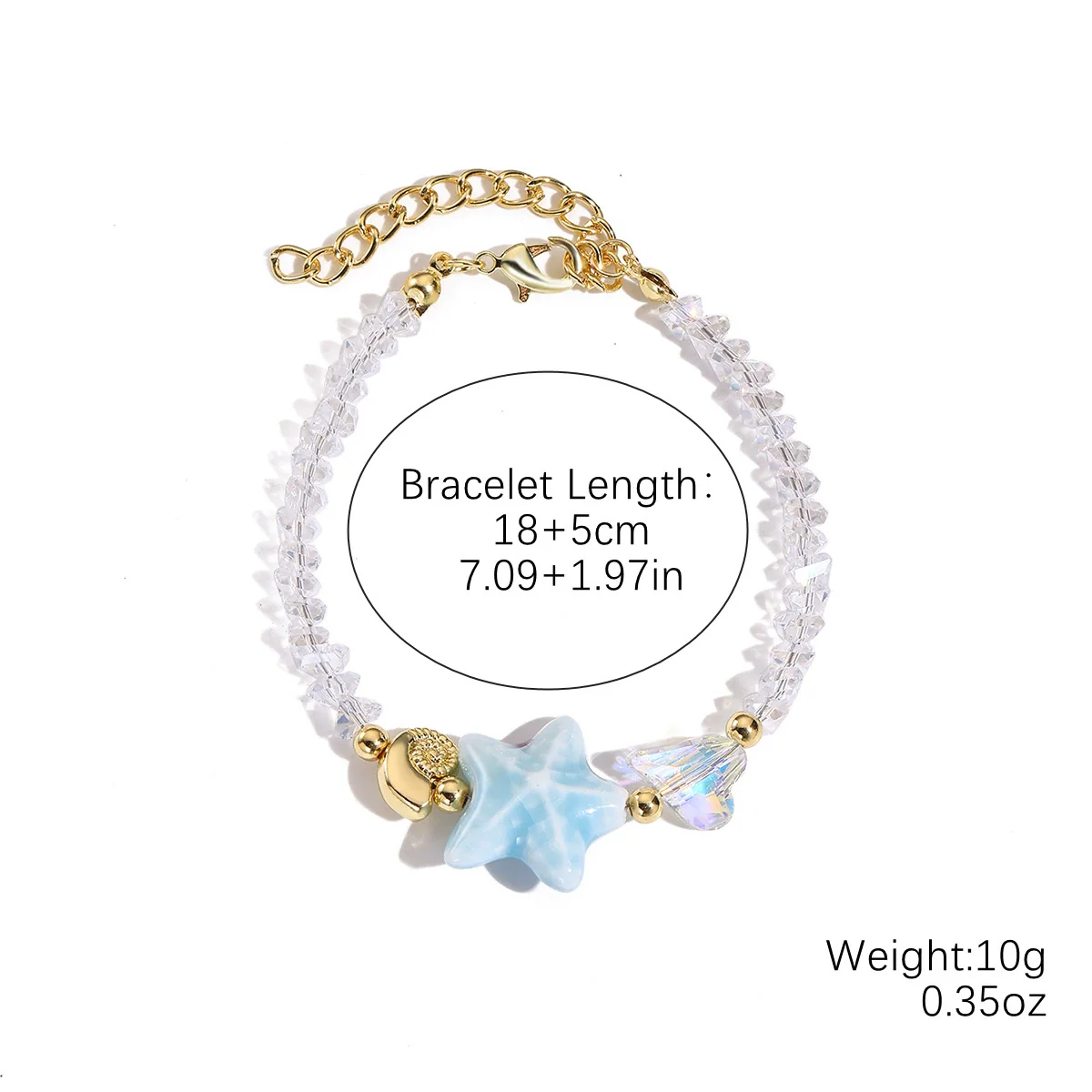 Jewelry Starfish Shell Artificial Crystal Marine Life Set With Diamonds Necklace Bracelet For Women - Image 14