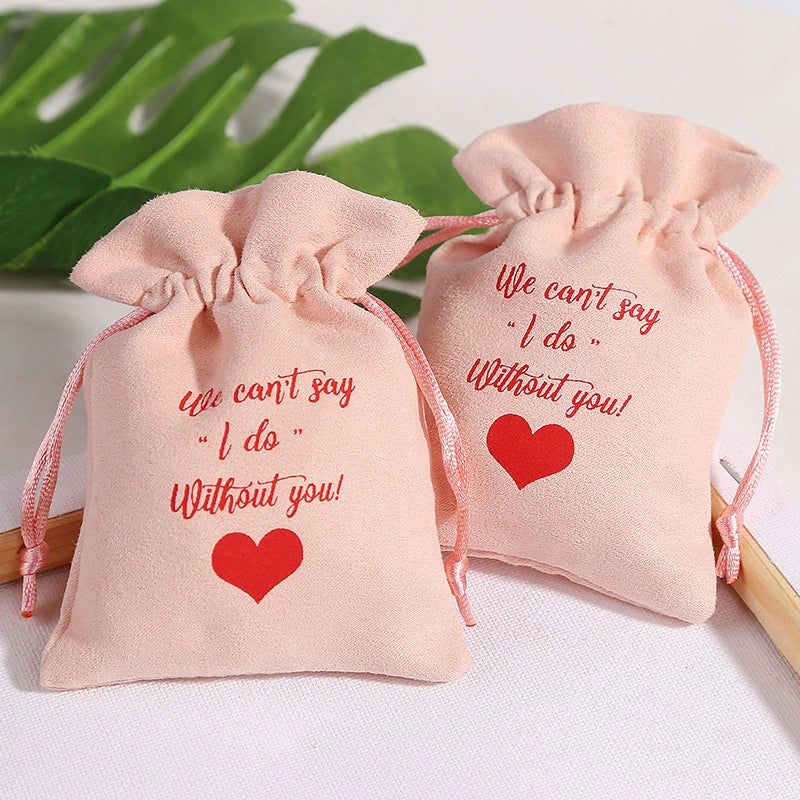 Jewelry Storage Bag Flannel Velvet Brocade Drawstring Wooden Material