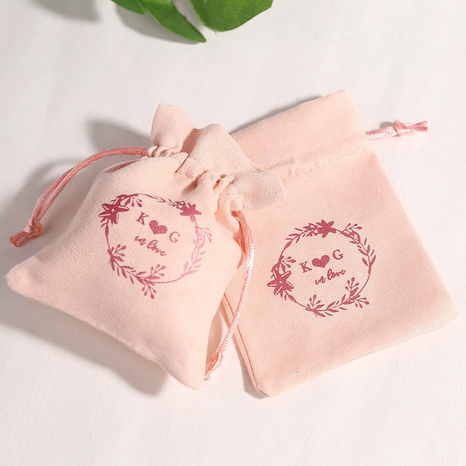 Jewelry Storage Bag Flannel Velvet Brocade Drawstring Wooden Material - Image 2