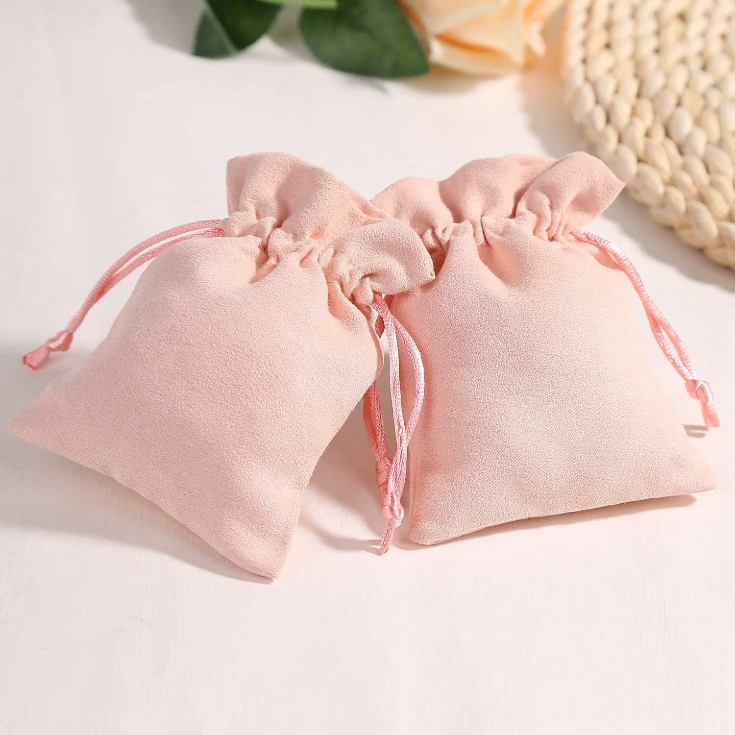 Jewelry Storage Bag Flannel Velvet Brocade Drawstring Wooden Material - Image 4