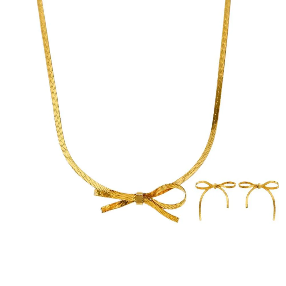 Jewelry Suit Bow Geometric Style Titanium Steel And Stainless Steel Blade Chain Electroplated - Image 4