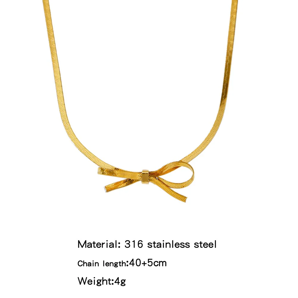 Jewelry Suit Bow Geometric Style Titanium Steel And Stainless Steel Blade Chain Electroplated - Image 5