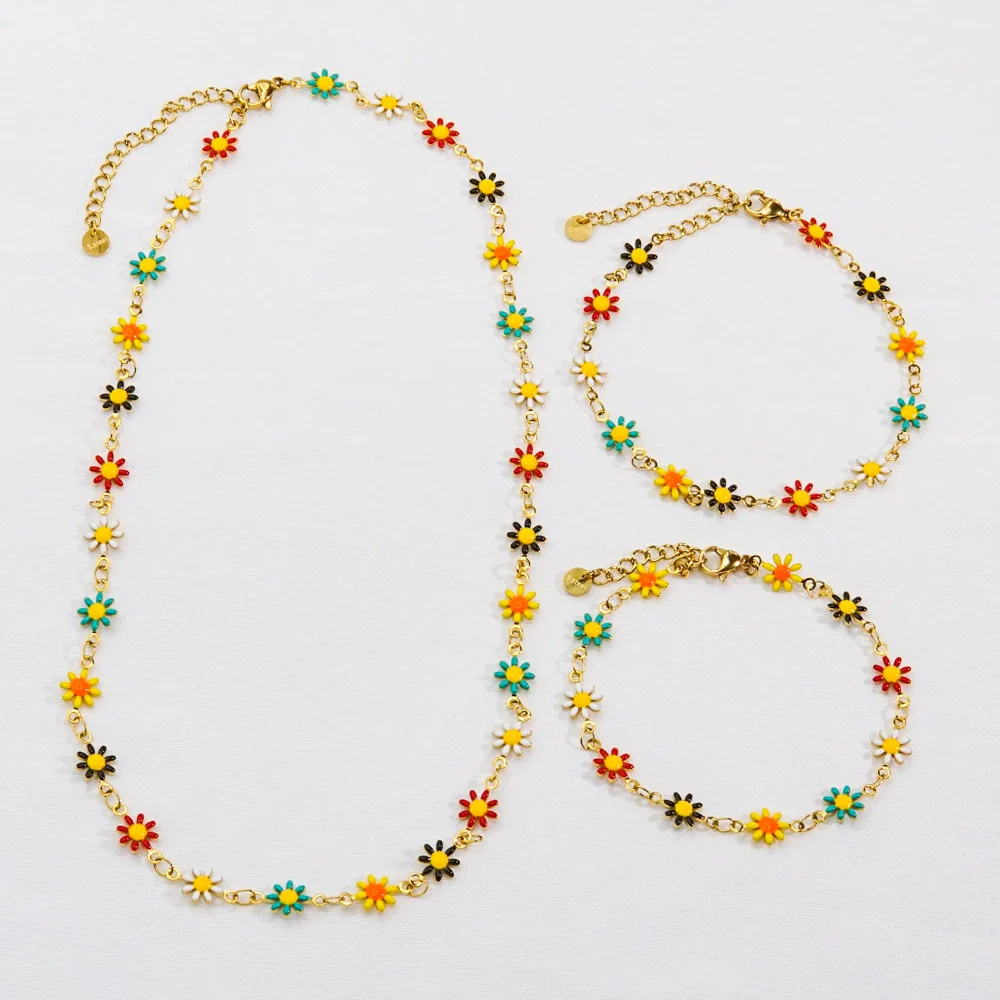 Jewelry Titanium Steel And Stainless Steel With Geometric And Floral Patterns Dripping Oil Handmade Chain - Image 5