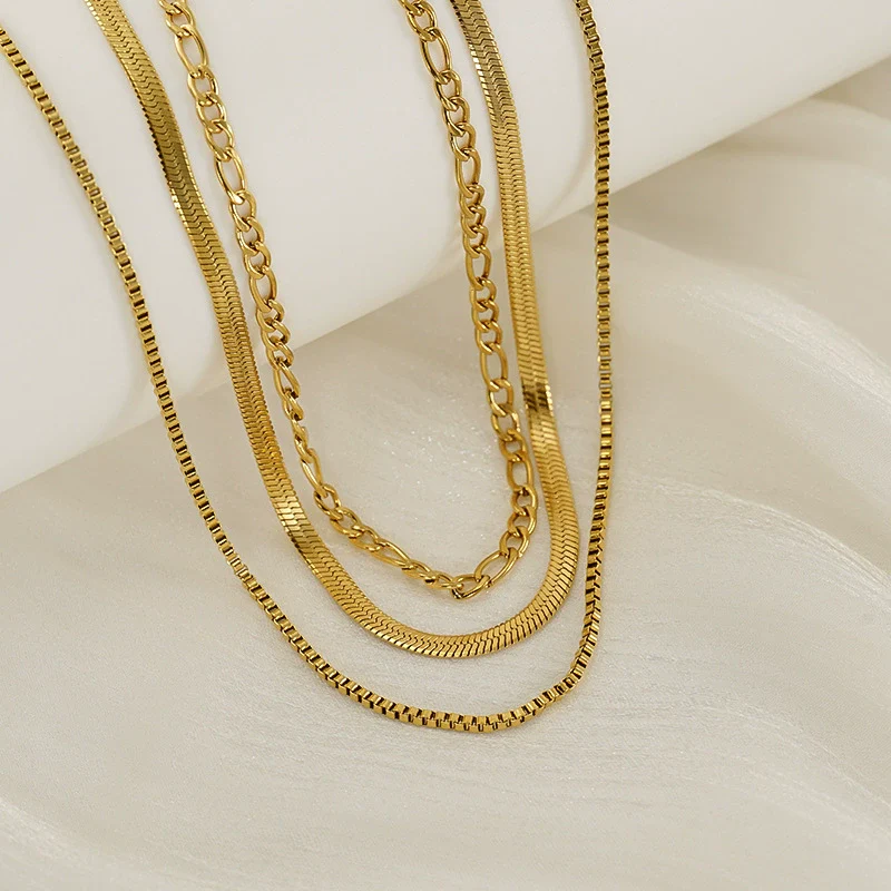Jewelry 316L Stainless Steel Geometric Bone Chain Necklace For Women Electroplated Punk Style - Image 4