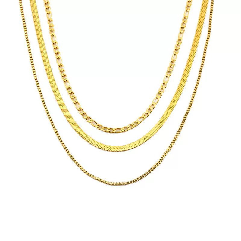 Jewelry 316L Stainless Steel Geometric Bone Chain Necklace For Women Electroplated Punk Style - Image 5
