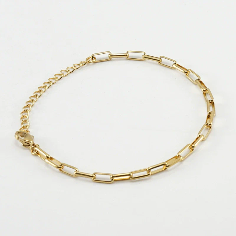 Jewelry 316L Stainless Steel Geometric Gold Inlaid Paper Clip Chain Accessories For Unisex - Image 6