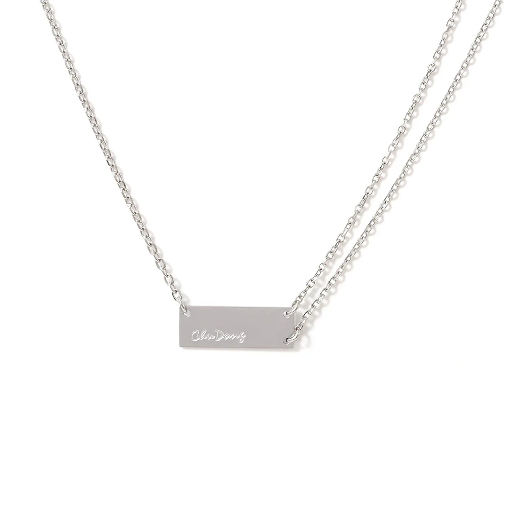 Jewelry Titanium Steel Geometric Rectangular Carved Letter Pendant Necklace Electroplating Style For Men And Women - Image 5