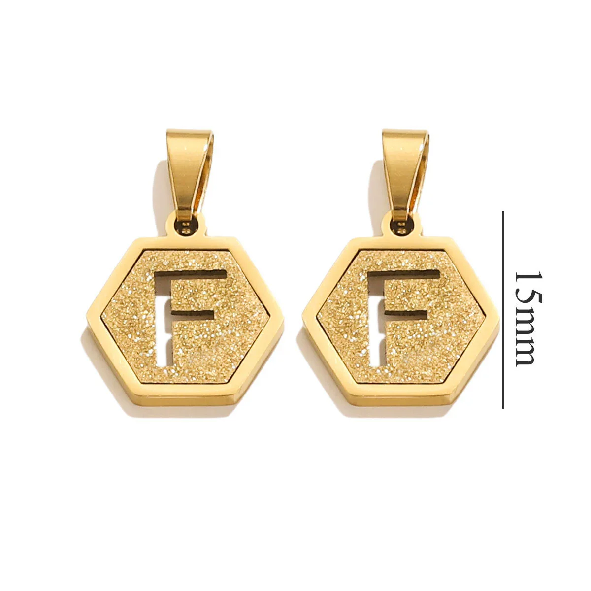 Jewelry Titanium Steel Hexagonal Square Pendants With Letters Numbers Text Electroplating Design - Image 11