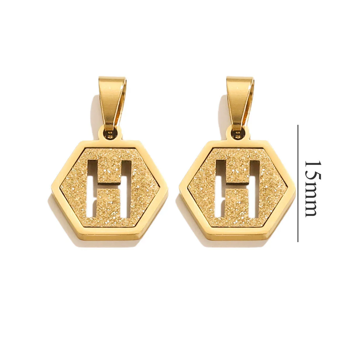 Jewelry Titanium Steel Hexagonal Square Pendants With Letters Numbers Text Electroplating Design - Image 13