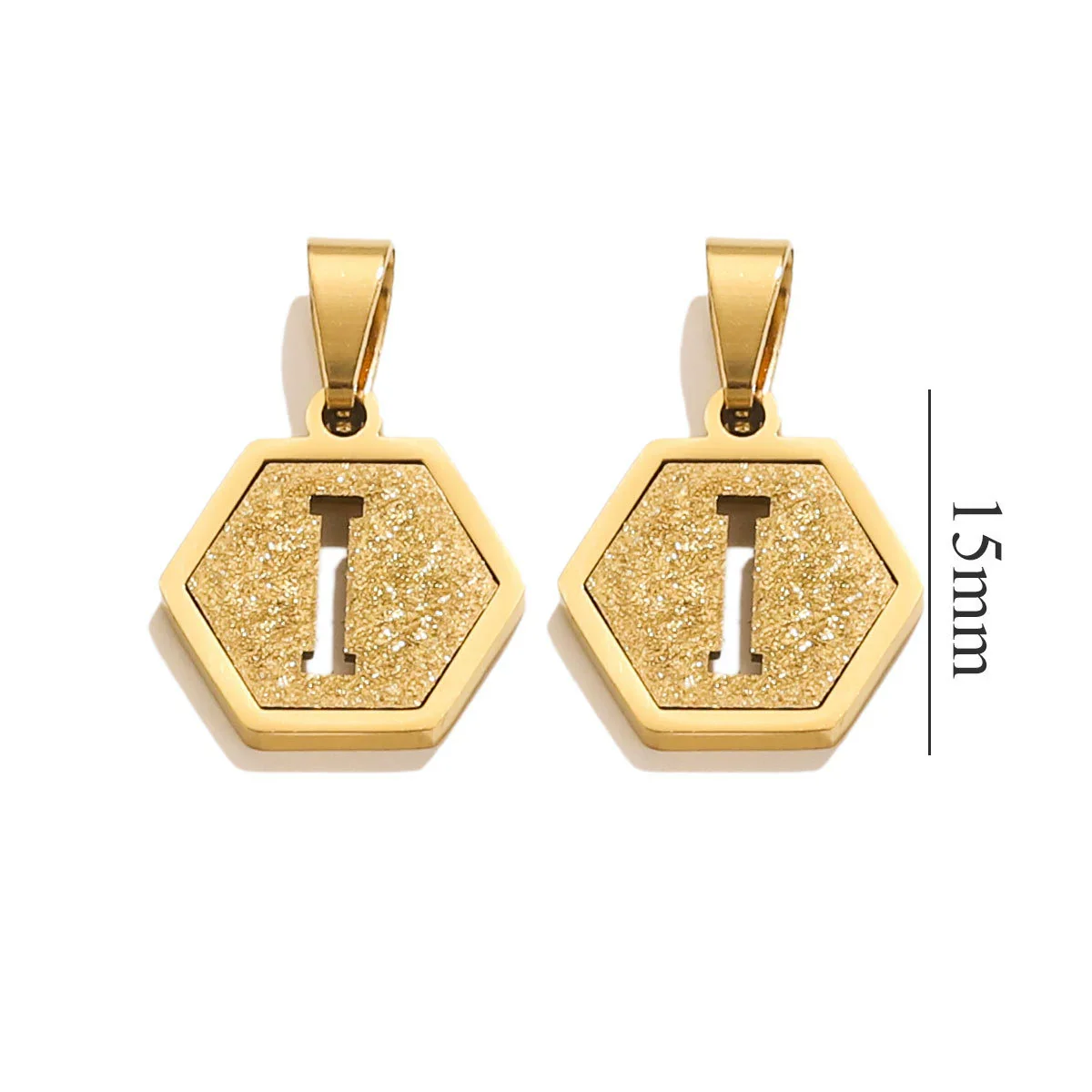 Jewelry Titanium Steel Hexagonal Square Pendants With Letters Numbers Text Electroplating Design - Image 14