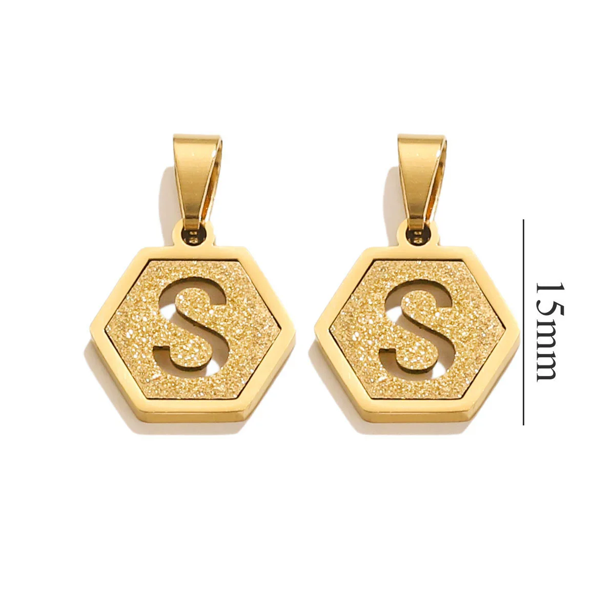 Jewelry Titanium Steel Hexagonal Square Pendants With Letters Numbers Text Electroplating Design - Image 24