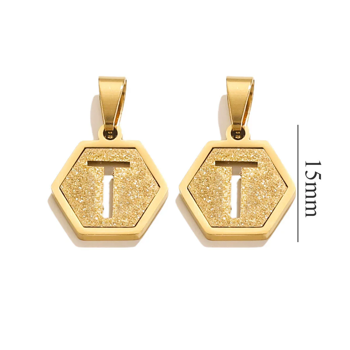 Jewelry Titanium Steel Hexagonal Square Pendants With Letters Numbers Text Electroplating Design - Image 25