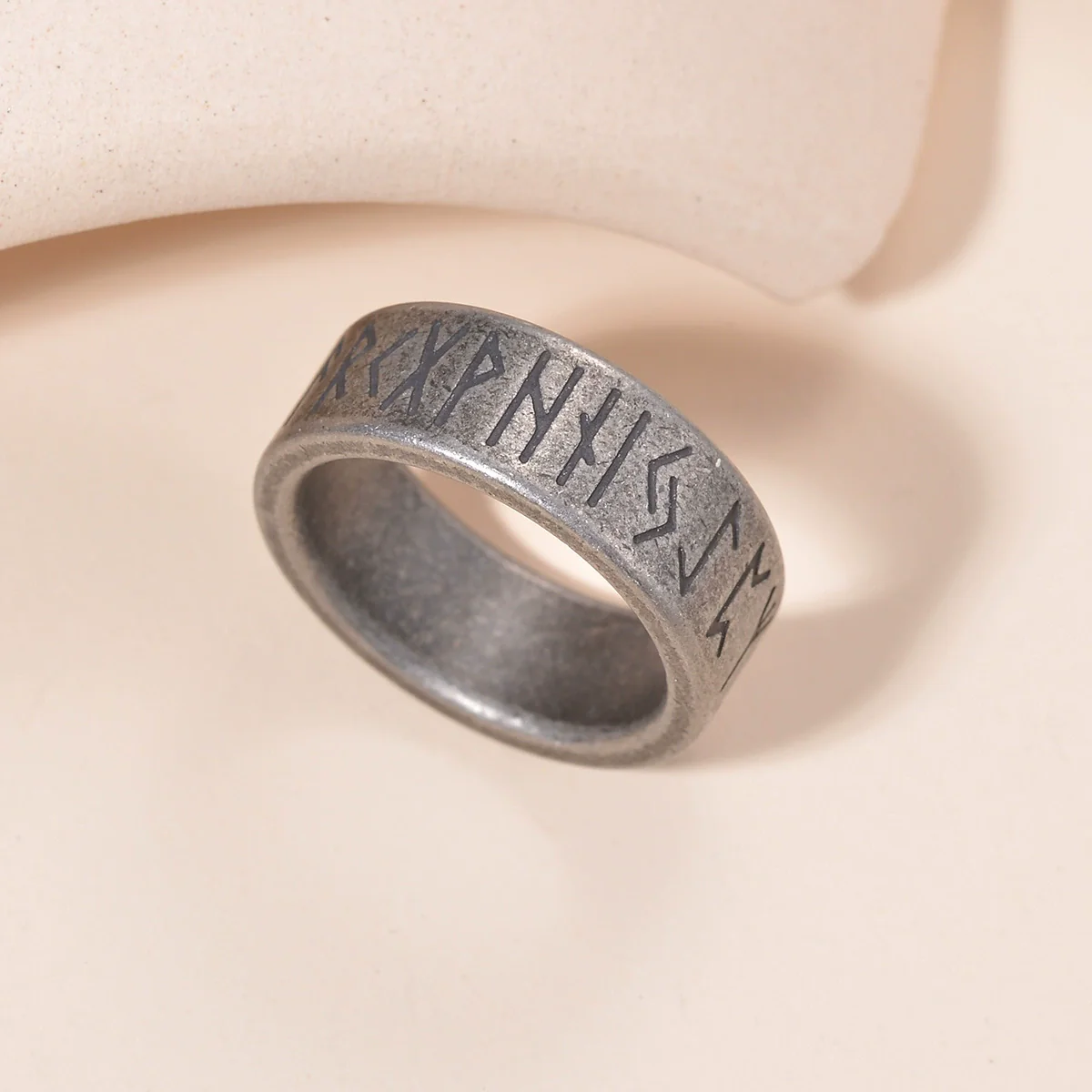 Jewelry Titanium Steel Nordic Viking Ring With Geometric Pattern Old Style Unisex - Image 4