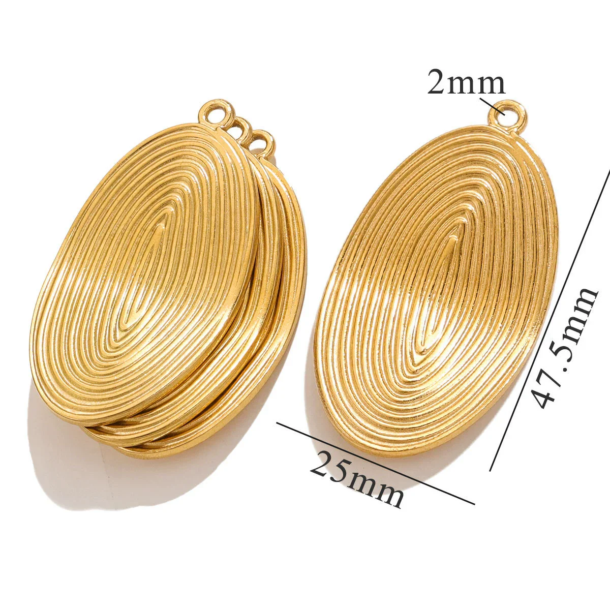 Jewelry Titanium Steel Stainless Steel Geometric Fan Shaped Hammer Pattern Electroplated Pendant Earrings Necklace For Women - Image 9
