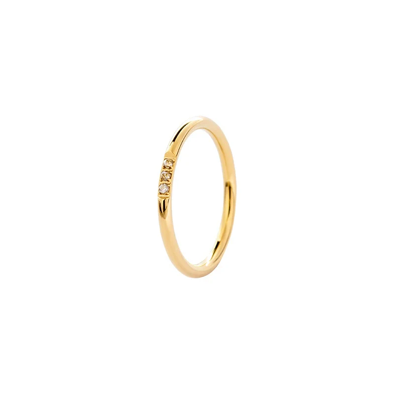 Jewelry Titanium Steel Women's Geometric Inlay Ring With Zircon - Image 6