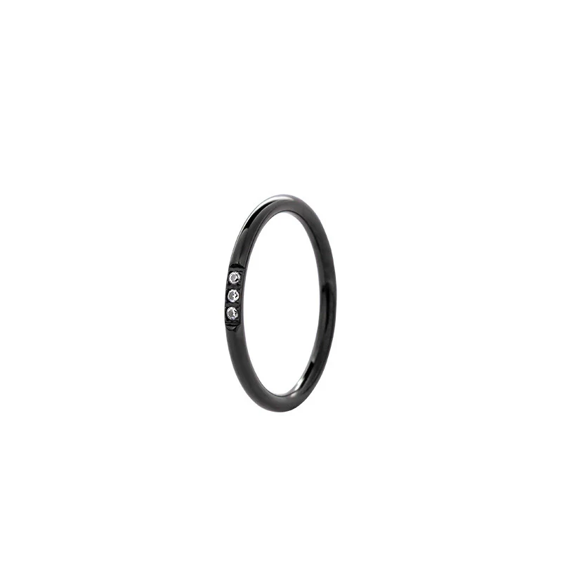 Jewelry Titanium Steel Women's Geometric Inlay Ring With Zircon - Image 7