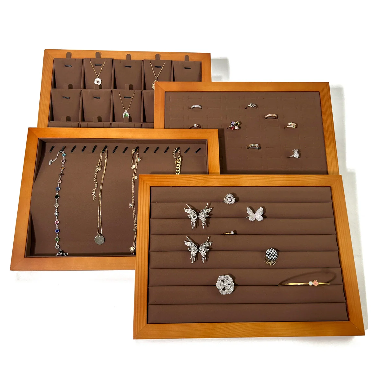 Jewelry Tray Solid Wood Geometric Splicing Style For Jewelry Storage Display - Image 3