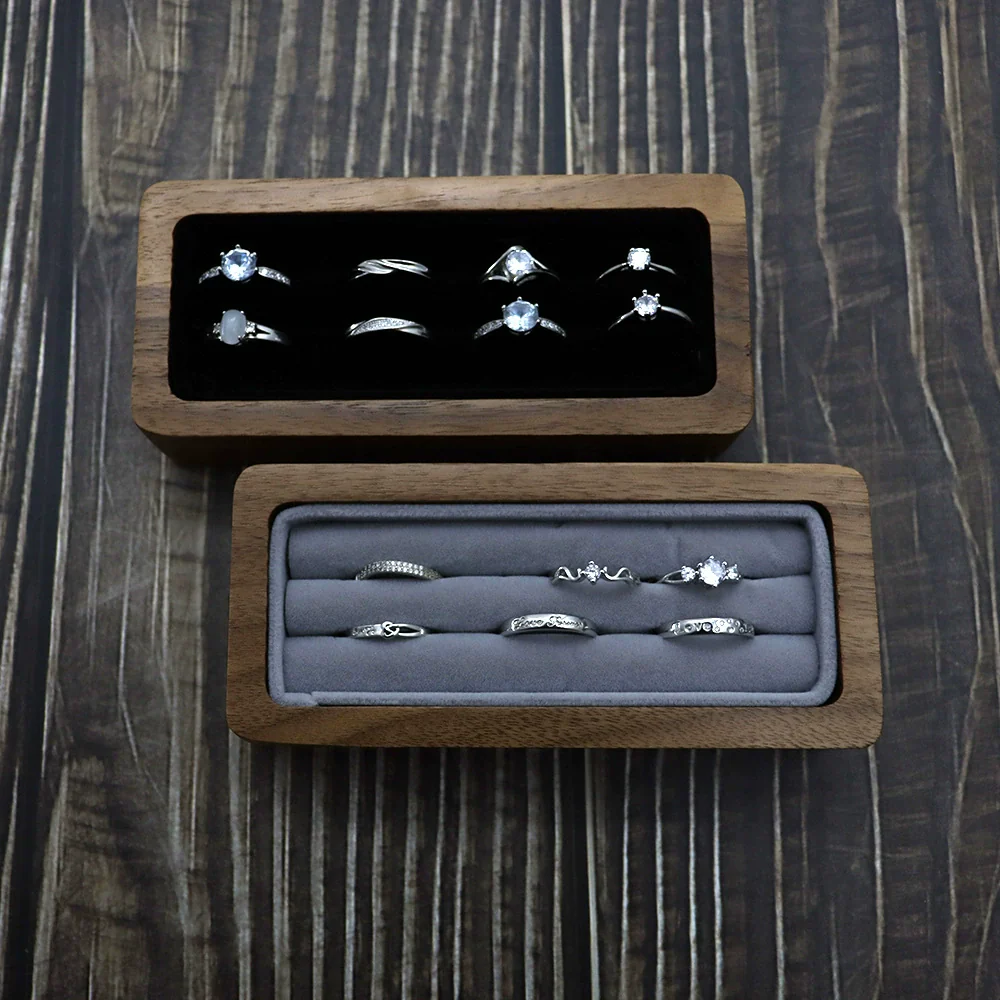 Jewelry Tray Storage Box Wooden Black Walnut For Ring Necklace Pendant Earrings