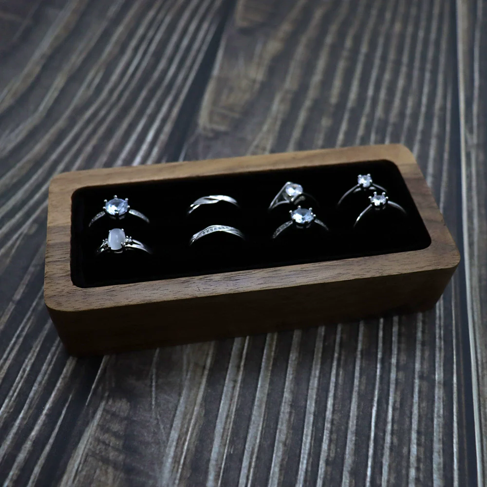 Jewelry Tray Storage Box Wooden Black Walnut For Ring Necklace Pendant Earrings - Image 3