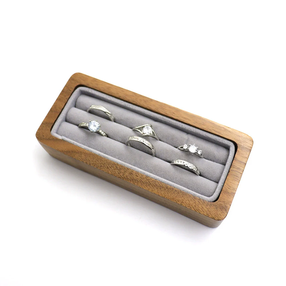 Jewelry Tray Storage Box Wooden Black Walnut For Ring Necklace Pendant Earrings - Image 5