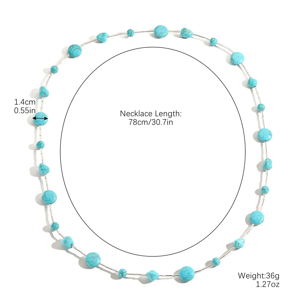 Jewelry Turquoise Alloy Sweater Chain With Heart Flowers Geometric Pattern Electroplated For Women Simple Cold Style - Image 6