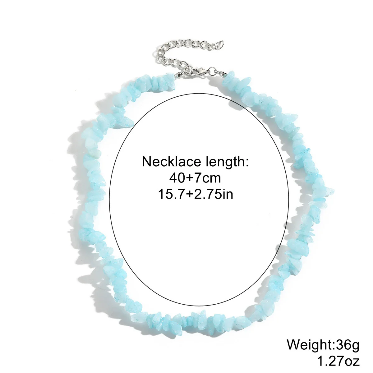 Jewelry Turquoise Geometric Bohemian Style Electroplated Women's Natural Stone Necklace - Image 12