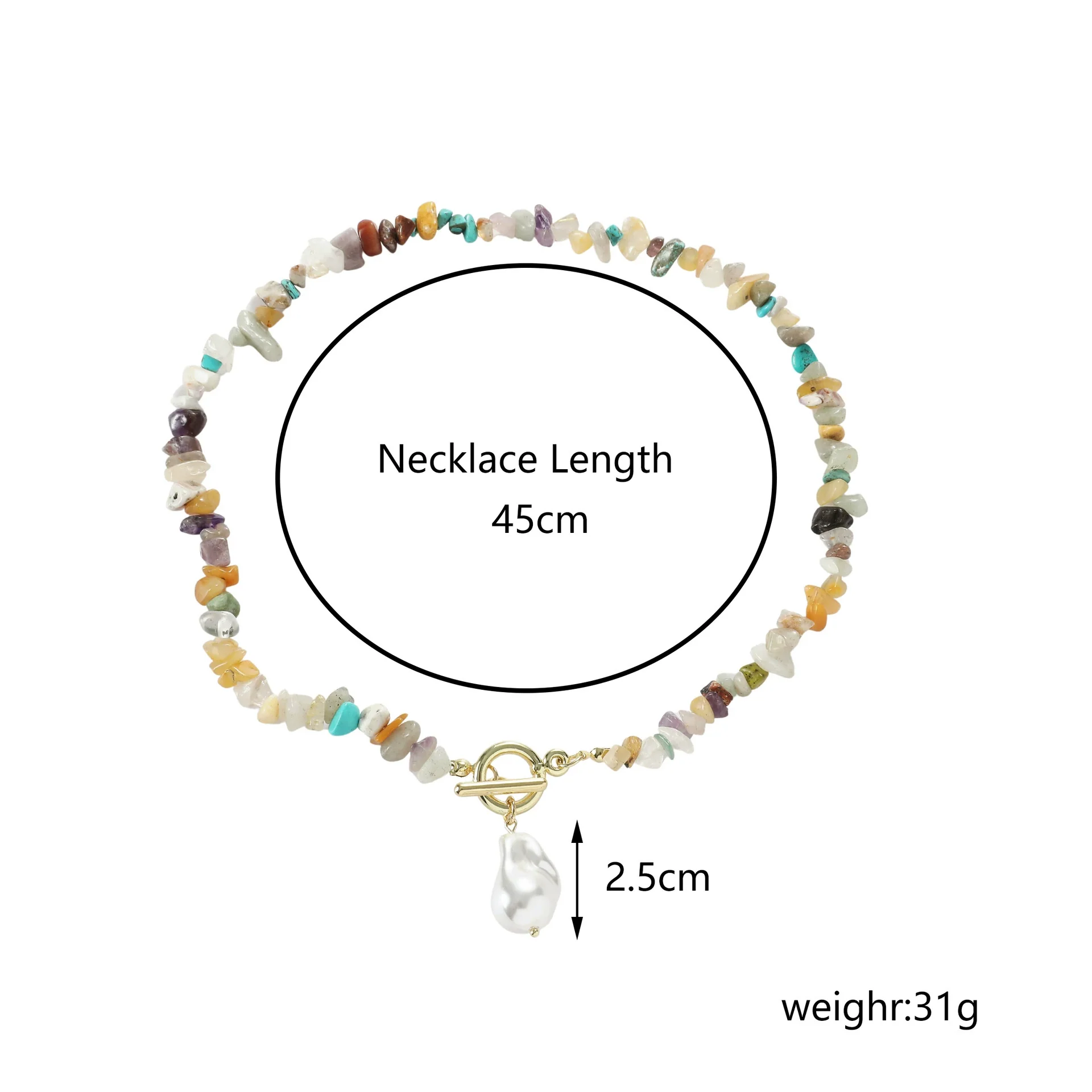 Jewelry Turquoise Geometric Bohemian Style Electroplated Women's Natural Stone Necklace - Image 19