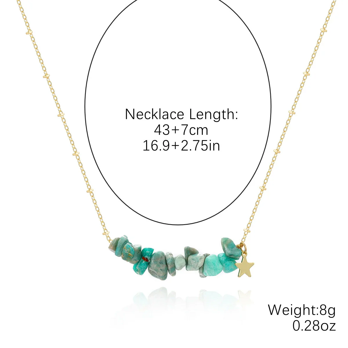 Jewelry Turquoise Geometric Bohemian Style Electroplated Women's Natural Stone Necklace - Image 23
