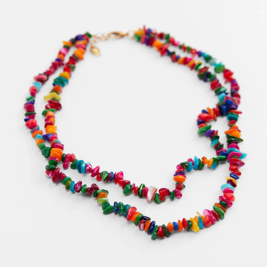 Jewelry Turquoise Geometric Bohemian Style Electroplated Women's Natural Stone Necklace - Image 26
