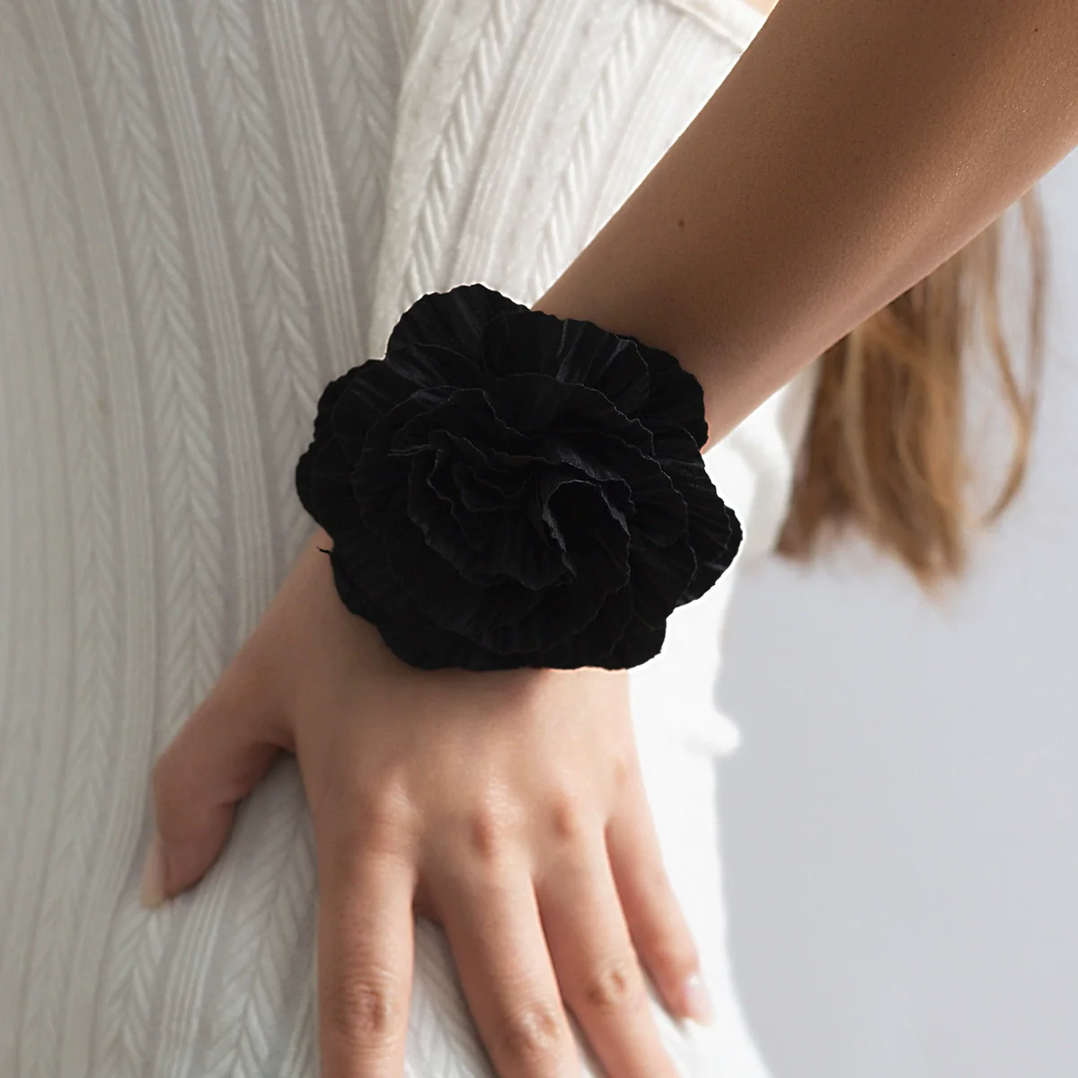 Jewelry Vintage Collar Rose Camellia Chocker Tassel Satin Flower Handmade Cloth Necklace For Women - Image 4