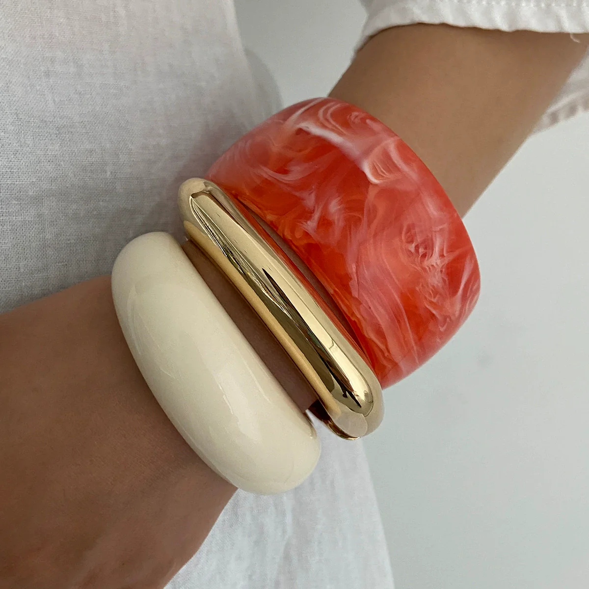 Jewelry Vintage Geometric Resin Handmade Wide Bracelets - Image 3