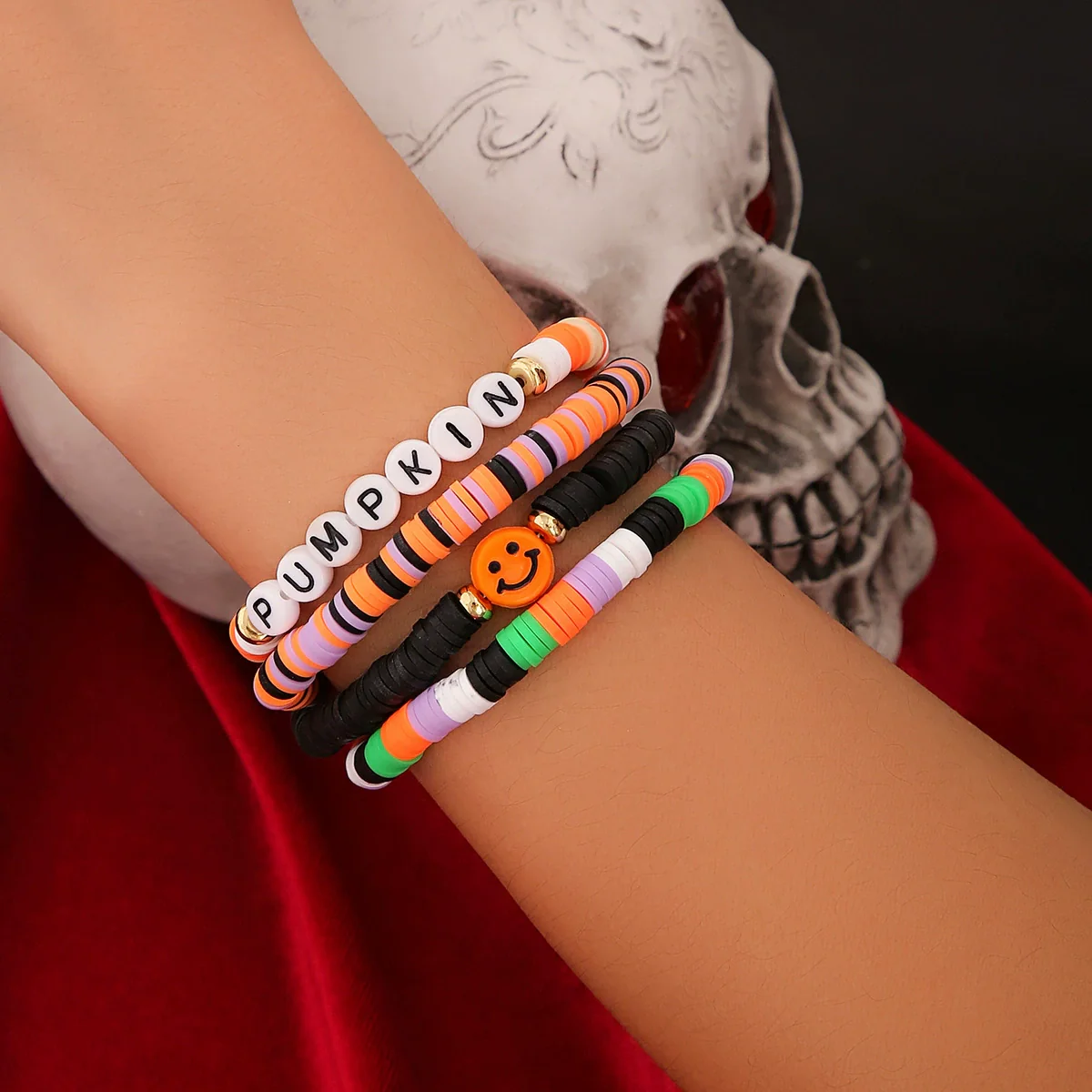 Jewelry Vintage Gothic Style Acrylic Plastic Resin Letters Beaded Elastic Multi Layer Handmade Bracelet - Image 3