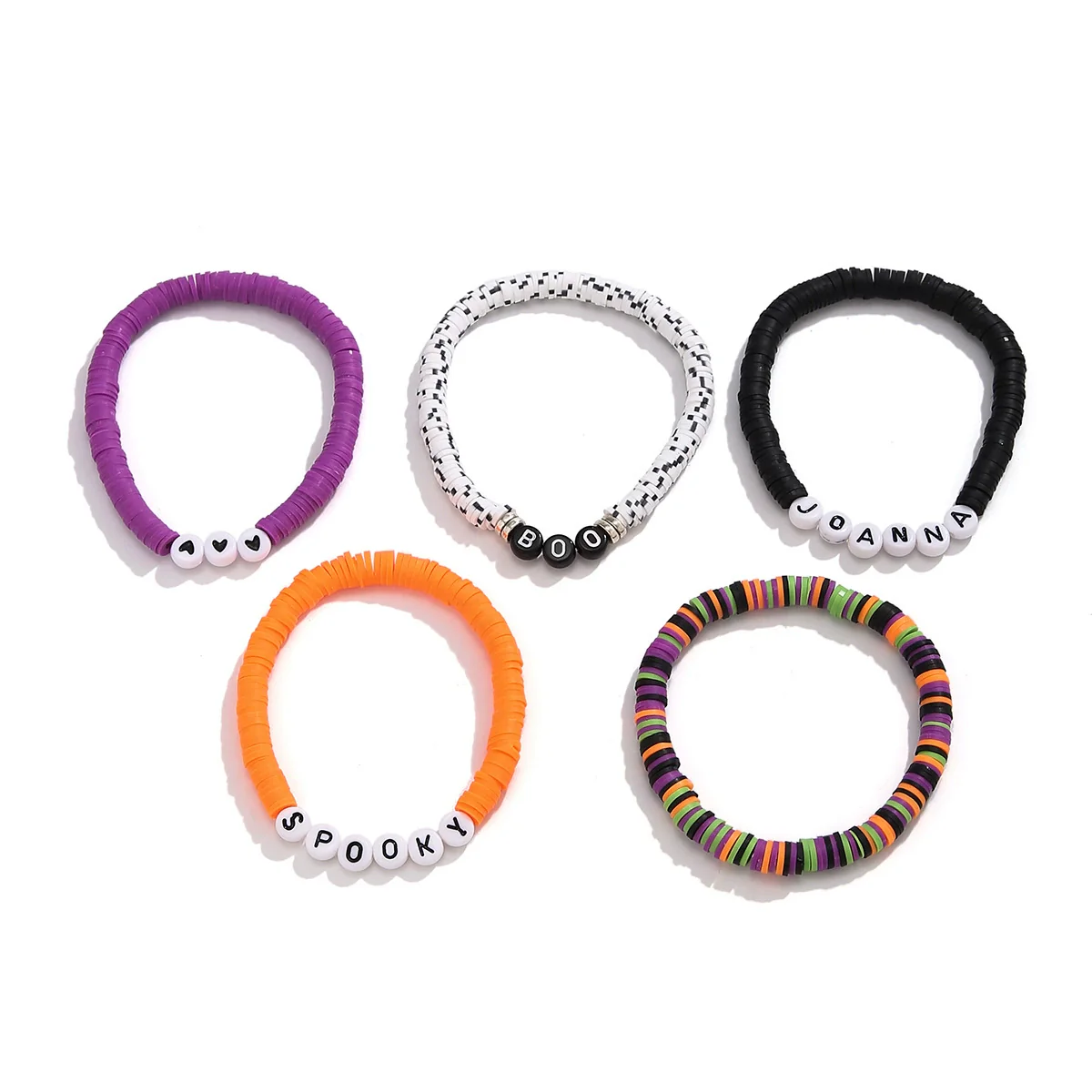 Jewelry Vintage Gothic Style Acrylic Plastic Resin Letters Beaded Elastic Multi Layer Handmade Bracelet - Image 4