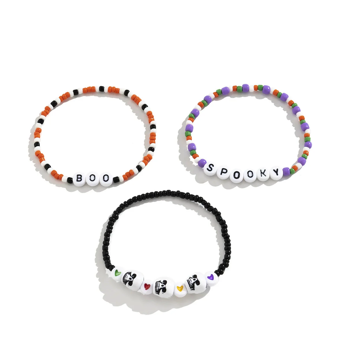Jewelry Vintage Gothic Style Acrylic Plastic Resin Letters Beaded Elastic Multi Layer Handmade Bracelet - Image 5