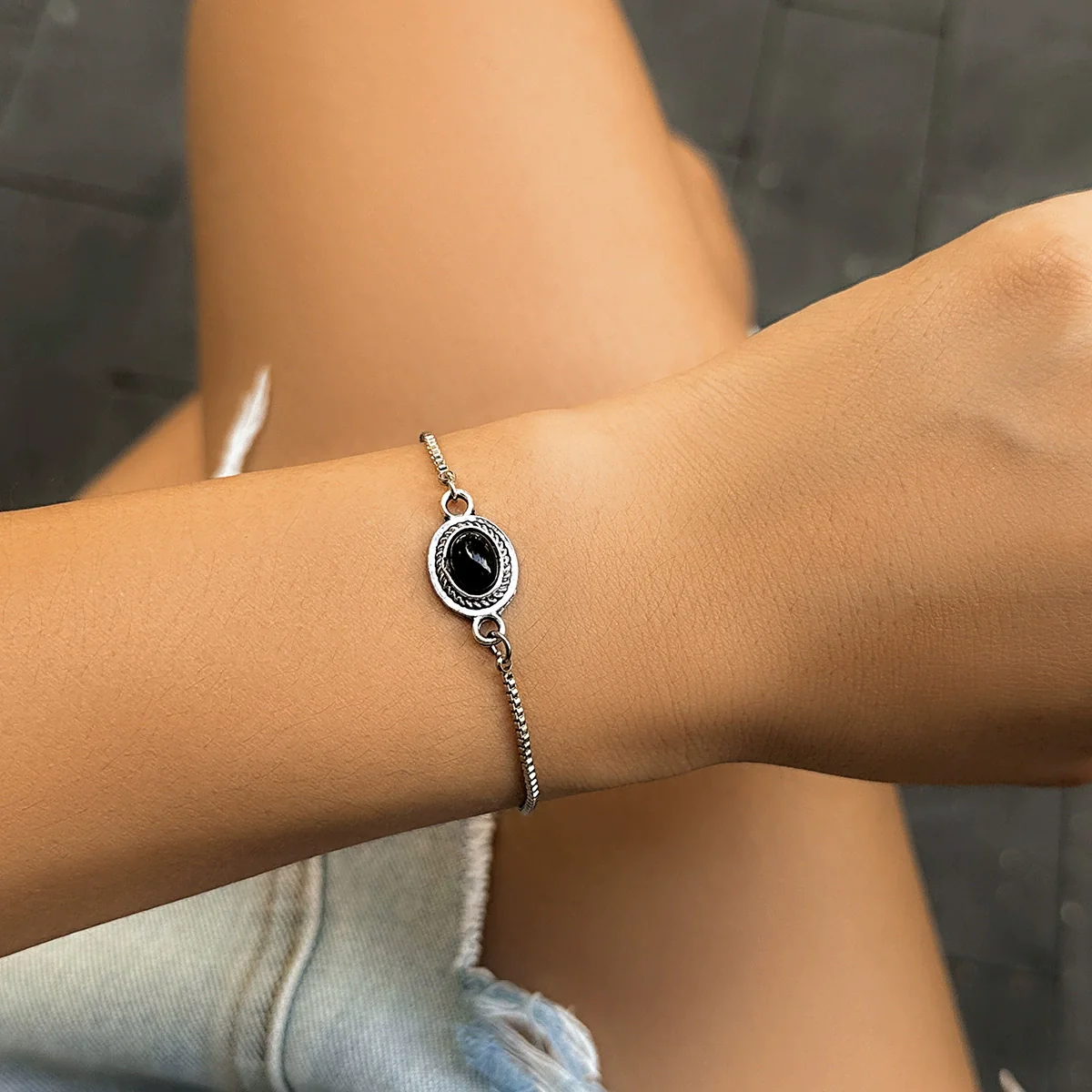 Jewelry Vintage Pendant Adjustable Turquoise Bracelet Alloy Geometric Pattern Diamond Treated - Image 7