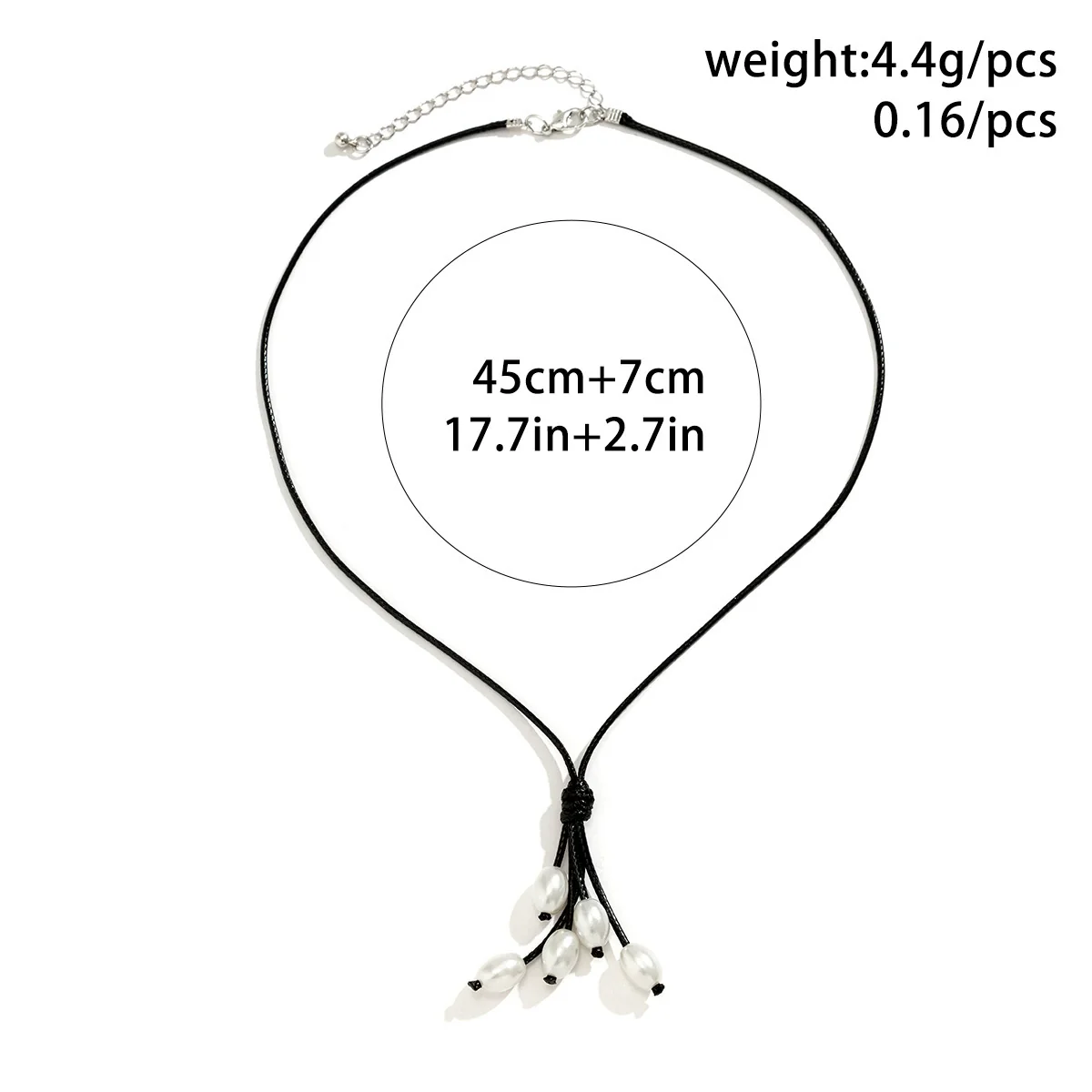 Jewelry Wax Line Geometric Imitation Pearl Tassel Pendant Necklace For Women Handmade - Image 5