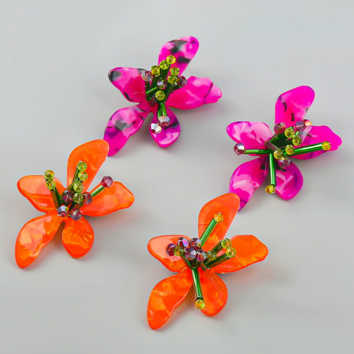 Jewelry Women Plexiglass Resin Tube Braided Weaving Flowers Earrings Ring Necklace - Image 4