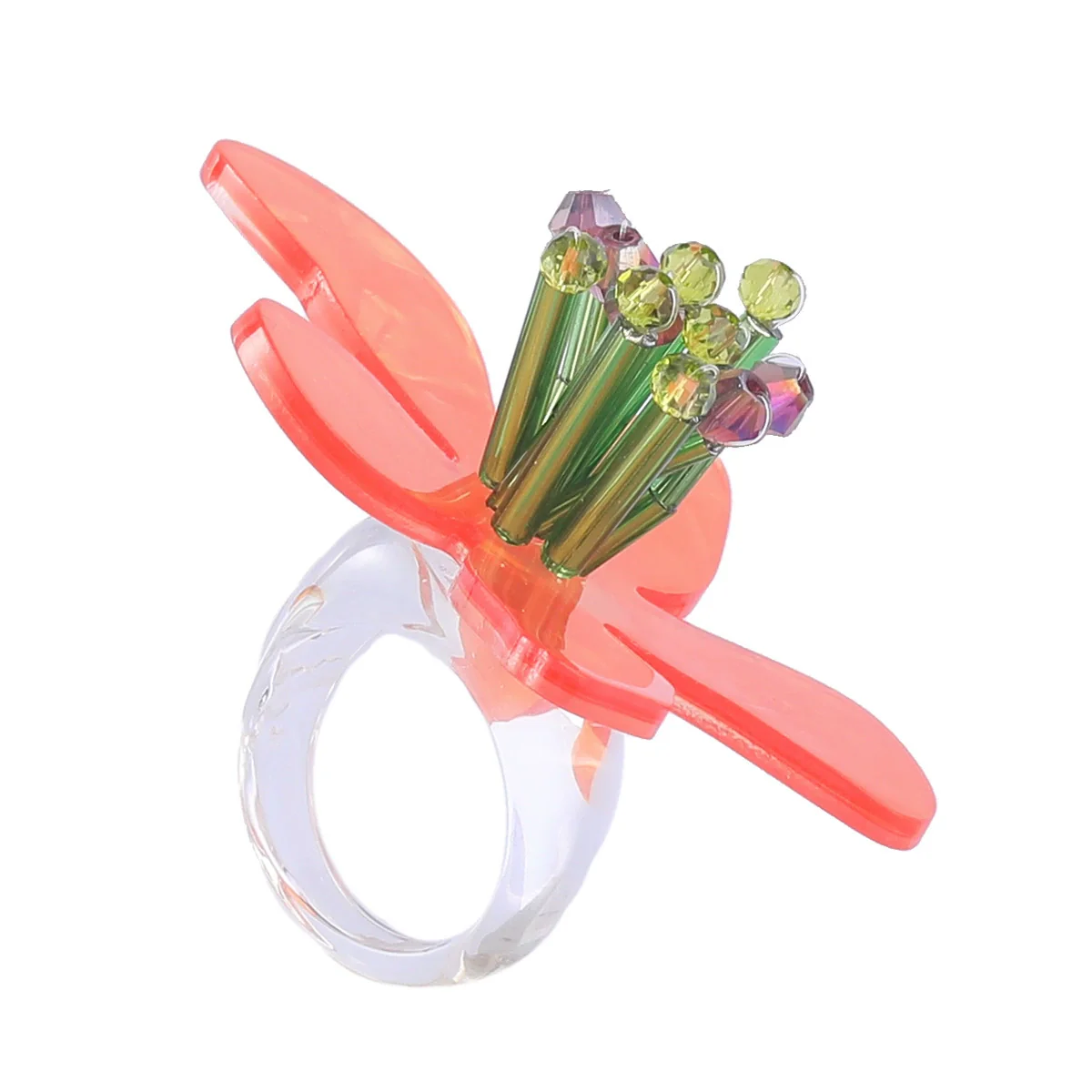 Jewelry Women Plexiglass Resin Tube Braided Weaving Flowers Earrings Ring Necklace - Image 8