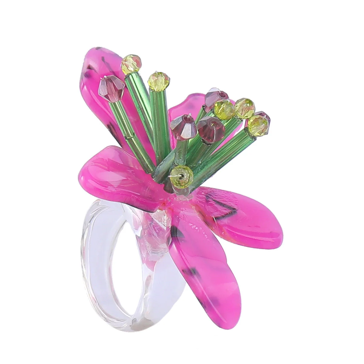 Jewelry Women Plexiglass Resin Tube Braided Weaving Flowers Earrings Ring Necklace - Image 9