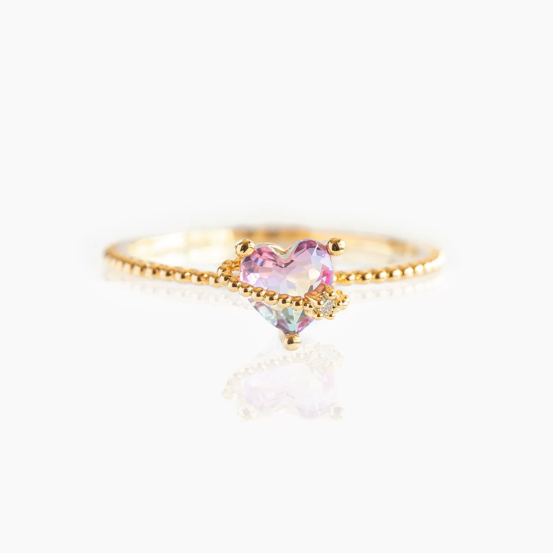 Jewelry Women's Colorful Zircon Ring With Bear Heart Flower Butterfly Fruit Pattern Environmental Protection Copper Real Gold Plated Electroplating - Image 5