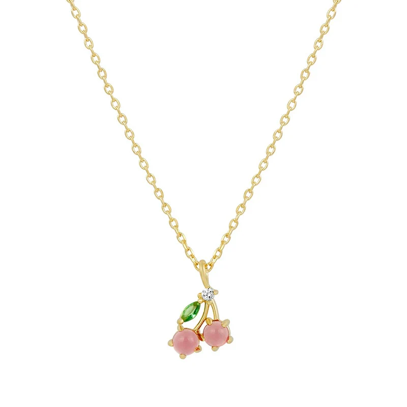 Jewelry Women's Copper Rhinestone Fruitshaped Pendant Clavicle Necklace With Zircon