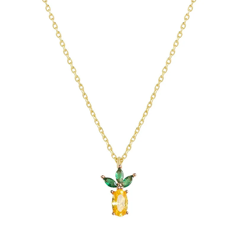 Jewelry Women's Copper Rhinestone Fruitshaped Pendant Clavicle Necklace With Zircon - Image 10