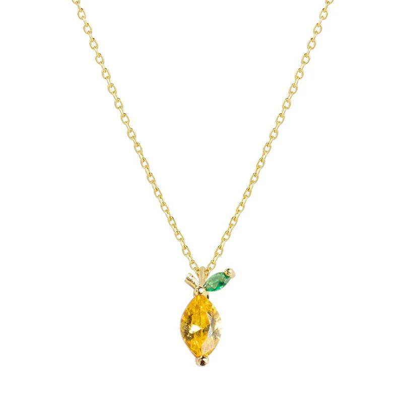 Jewelry Women's Copper Rhinestone Fruitshaped Pendant Clavicle Necklace With Zircon - Image 11